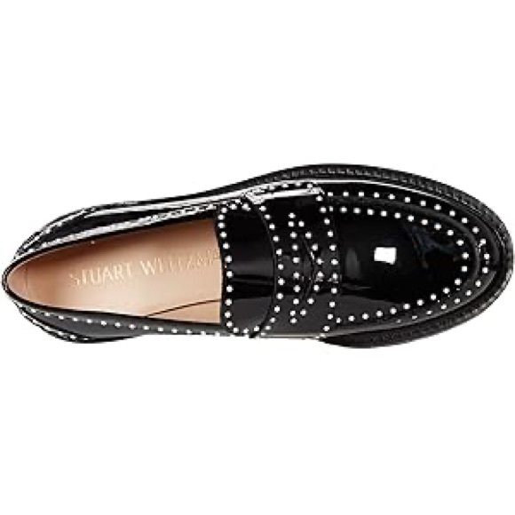 Black Patent Leather Loafers with Studded Detail - Picture 5 of 6